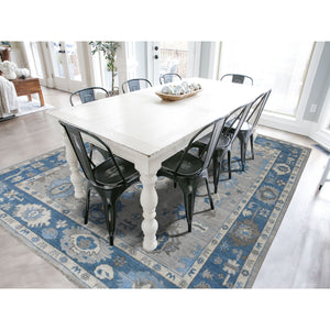 8'1"x9'9" Soft Angora Pure Wool Gray Oushak Wool Foundation Hand-Knotted Oriental Rug FWR309654