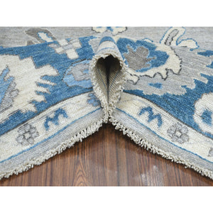 8'1"x9'9" Soft Angora Pure Wool Gray Oushak Wool Foundation Hand-Knotted Oriental Rug FWR309654
