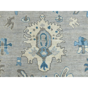8'1"x9'9" Soft Angora Pure Wool Gray Oushak Wool Foundation Hand-Knotted Oriental Rug FWR309654