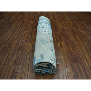 8'1"x9'9" Soft Angora Pure Wool Gray Oushak Wool Foundation Hand-Knotted Oriental Rug FWR309654