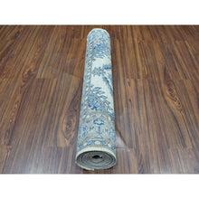 Load image into Gallery viewer, 2&#39;9&quot;x10&#39;7&quot; Vintage Look Kazak Geometric Design Ivory Runner Pure Wool Hand Knotted Oriental Rug FWR311502
