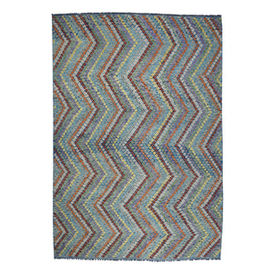 10'2"x13'4" Colorful Afghan Kilim Pure Wool Hand Woven Oriental Rug FWR312540