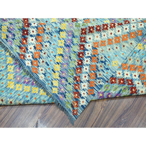 10'2"x13'4" Colorful Afghan Kilim Pure Wool Hand Woven Oriental Rug FWR312540