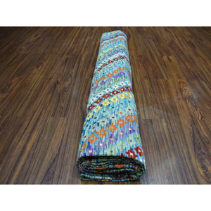 10'2"x13'4" Colorful Afghan Kilim Pure Wool Hand Woven Oriental Rug FWR312540