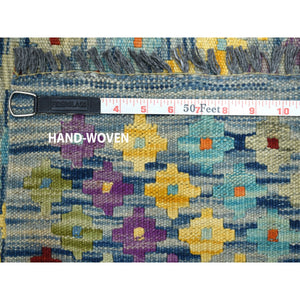 10'2"x13'4" Colorful Afghan Kilim Pure Wool Hand Woven Oriental Rug FWR312540