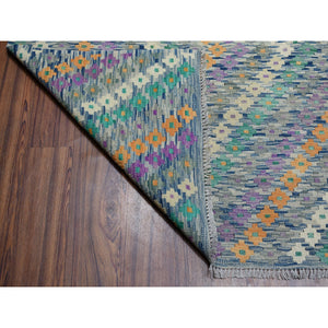 9'x12'2" Colorful Afghan Kilim Pure Wool Hand Woven Oriental Rug FWR313194