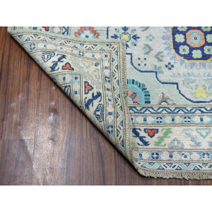 5'1"x6'6" Colorful Gray Fusion Kazak Pure Wool Geometric Design Hand Knotted Oriental Rug FWR314400