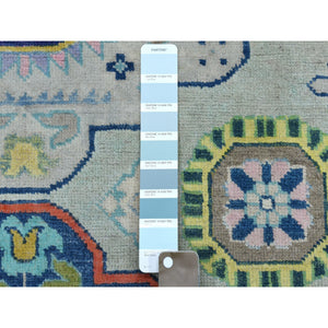 5'1"x6'6" Colorful Gray Fusion Kazak Pure Wool Geometric Design Hand Knotted Oriental Rug FWR314400