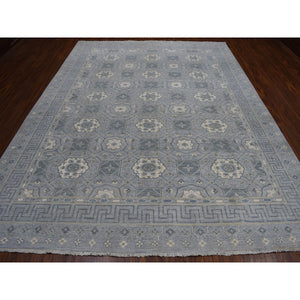 8'10"x11'8" White Wash Peshawar With Khotan Design Pure Wool Hand Knotted Oriental Rug FWR314634