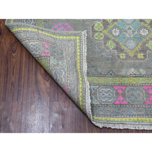 5'x6'6" Colorful Gray Fusion Kazak Pure Wool Geometric Design Hand Knotted Oriental Rug FWR314706