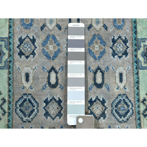2'x2'10" Colorful Gray Fusion Kazak Pure Wool Geometric Design Hand Knotted Oriental Rug FWR315090