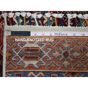 5'7"x8'4" Ivory Khorjin Design Super Kazak Geometric Hand Knotted Pure Wool Oriental Rug FWR316584