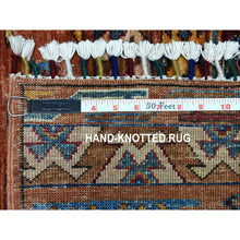 Load image into Gallery viewer, 3&#39;4&quot;x5&#39; Khorjin Design Orange Super Kazak Geometric Pure Wool Hand Knotted Oriental Rug FWR316920