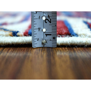2'4"x9'2" Khorjin Design Runner Blue Super Kazak Tribal Pure Wool Hand Knotted Oriental Rug FWR317106