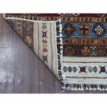 Load image into Gallery viewer, 2&#39;9&quot;x9&#39; Ivory Khorjin Design Runner Super Kazak Geometric Hand Knotted Pure Wool Oriental Rug FWR317190