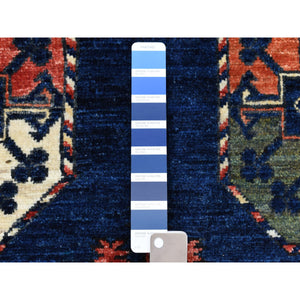 5'1"x6'8" Blue Afghan Ersari Natural Dyes Elephant Feet Design Pure Wool Hand Knotted Oriental Rug FWR318018