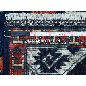 5'1"x6'8" Blue Afghan Ersari Natural Dyes Elephant Feet Design Pure Wool Hand Knotted Oriental Rug FWR318018