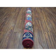 Load image into Gallery viewer, 4&#39;x10&#39;2&quot; Red Afghan Turkoman Ersari Wide Runner Tekke Design Hand Knotted Pure Wool Oriental Rug FWR318756