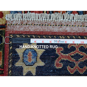 4'x10'2" Red Afghan Turkoman Ersari Wide Runner Tekke Design Hand Knotted Pure Wool Oriental Rug FWR318756