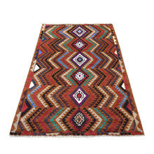 Load image into Gallery viewer, 3&#39;7&quot;x6&#39;1&quot; Brown Natural Dyes Geometric Design Colorful Afghan Baluch Hand Knotted 100% Wool Oriental Rug FWR318846