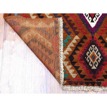Load image into Gallery viewer, 3&#39;7&quot;x6&#39;1&quot; Brown Natural Dyes Geometric Design Colorful Afghan Baluch Hand Knotted 100% Wool Oriental Rug FWR318846