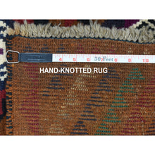 Load image into Gallery viewer, 3&#39;7&quot;x6&#39;1&quot; Brown Natural Dyes Geometric Design Colorful Afghan Baluch Hand Knotted 100% Wool Oriental Rug FWR318846