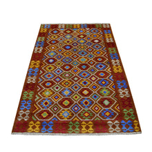 Load image into Gallery viewer, 3&#39;6&quot;x5&#39;9&quot; Brown Tribal Design Colorful Afghan Baluch Pure Wool Hand Knotted Oriental Rug FWR318966