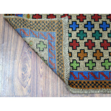Load image into Gallery viewer, 3&#39;4&quot;x4&#39;9&quot; Gray Hand Knotted Colorful Afghan Baluch All Over Design Pure Wool Oriental Rug FWR319002