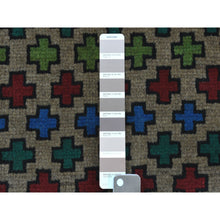 Load image into Gallery viewer, 3&#39;4&quot;x4&#39;9&quot; Gray Hand Knotted Colorful Afghan Baluch All Over Design Pure Wool Oriental Rug FWR319002