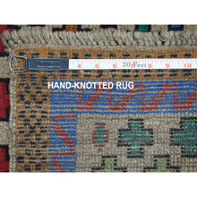Load image into Gallery viewer, 3&#39;4&quot;x4&#39;9&quot; Gray Hand Knotted Colorful Afghan Baluch All Over Design Pure Wool Oriental Rug FWR319002