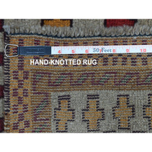 Load image into Gallery viewer, 3&#39;2&quot;x5&#39; Gray Tribal Design Colorful Afghan Baluch Hand Knotted Pure Wool Oriental Rug FWR319038