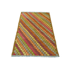Load image into Gallery viewer, 3&#39;3&quot;x4&#39;10&quot; Brown Colorful Afghan Baluch All Over Design Hand Knotted Pure Wool Oriental Rug FWR319062