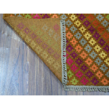 Load image into Gallery viewer, 3&#39;3&quot;x4&#39;10&quot; Brown Colorful Afghan Baluch All Over Design Hand Knotted Pure Wool Oriental Rug FWR319062