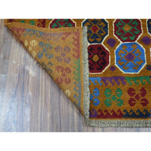 Load image into Gallery viewer, 3&#39;6&quot;x4&#39;9&quot; Brown Colorful Afghan Baluch Elephant Feet Design Hand Knotted 100% Wool Oriental Rug FWR319068
