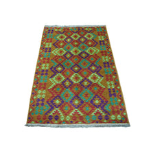 Load image into Gallery viewer, 3&#39;1&quot;x4&#39;9&quot; Brown Colorful Afghan Baluch Geometric Design Hand Knotted Pure Wool Oriental Rug FWR319086