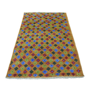4'1"x6'1" Brown Tribal Design Colorful Afghan Baluch Pure Wool Hand Knotted Oriental Rug FWR319134