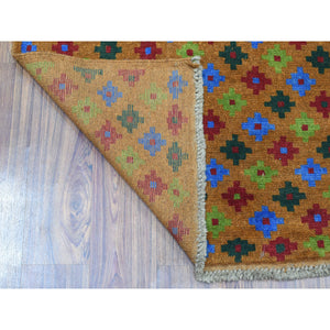 4'1"x6'1" Brown Tribal Design Colorful Afghan Baluch Pure Wool Hand Knotted Oriental Rug FWR319134