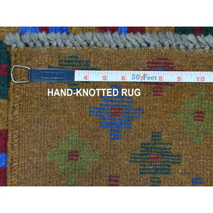 4'1"x6'1" Brown Tribal Design Colorful Afghan Baluch Pure Wool Hand Knotted Oriental Rug FWR319134