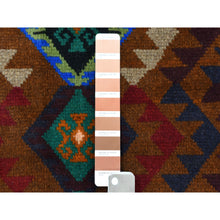 Load image into Gallery viewer, 3&#39;10&quot;x6&#39;2&quot; Brown Geometric Design Colorful Afghan Baluch Hand Knotted 100% Wool Oriental Rug FWR319140