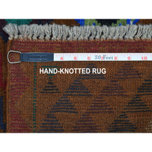Load image into Gallery viewer, 3&#39;10&quot;x6&#39;2&quot; Brown Geometric Design Colorful Afghan Baluch Hand Knotted 100% Wool Oriental Rug FWR319140