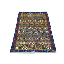 Load image into Gallery viewer, 3&#39;3&quot;x4&#39;8&quot; Brown Colorful Afghan Baluch Tribal Design Hand Knotted Pure Wool Oriental Rug FWR319638