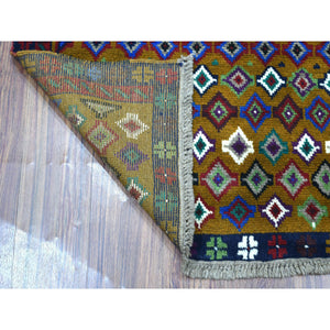 3'3"x4'8" Brown Colorful Afghan Baluch Tribal Design Hand Knotted Pure Wool Oriental Rug FWR319638