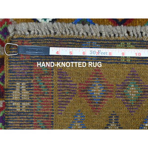 3'3"x4'8" Brown Colorful Afghan Baluch Tribal Design Hand Knotted Pure Wool Oriental Rug FWR319638