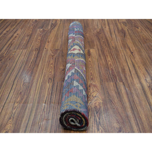 3'8"x5'7" Blue Tribal Design Colorful Afghan Baluch Hand Knotted Pure Wool Oriental Rug FWR319656