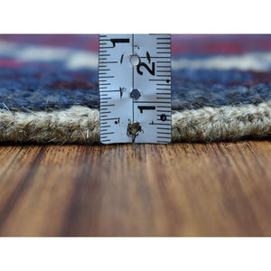 3'8"x5'7" Blue Tribal Design Colorful Afghan Baluch Hand Knotted Pure Wool Oriental Rug FWR319656