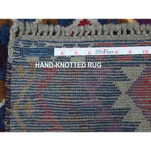 Load image into Gallery viewer, 3&#39;8&quot;x5&#39;7&quot; Blue Tribal Design Colorful Afghan Baluch Hand Knotted Pure Wool Oriental Rug FWR319656