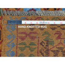 Load image into Gallery viewer, 3&#39;5&quot;x4&#39;10&quot; Orange Tribal Design Colorful Afghan Baluch Hand Knotted Pure Wool Oriental Rug FWR319674