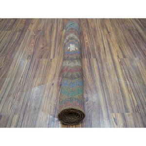 3'x4'6" Brown Hand Knotted Tribal Design Colorful Afghan Baluch Pure Wool Oriental Rug FWR319680