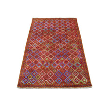 Load image into Gallery viewer, 3&#39;5&quot;x5&#39; Brown Tribal Design Colorful Afghan Baluch Hand Knotted Pure Wool Oriental Rug FWR319686