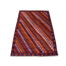 Load image into Gallery viewer, 3&#39;5&quot;x5&#39; Red All Over Design Colorful Afghan Baluch Hand Knotted Pure Wool Oriental Rug FWR319698
